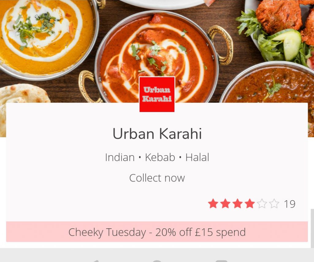 Cheeky Tuesdays get 20% off JustEat London UK