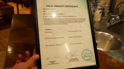 certificate Yen Burger Halal Japanese restaurant Southwark, London